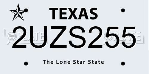 2UZS255 Texas License Plate