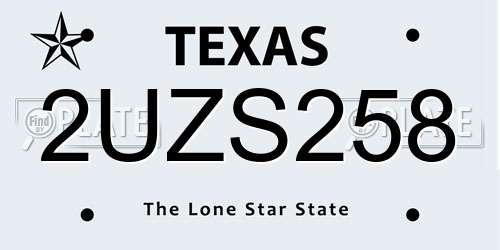 2UZS258 Texas License Plate