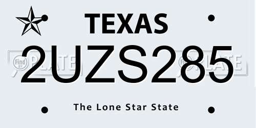 2UZS285 Texas License Plate