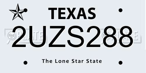 2UZS288 Texas License Plate