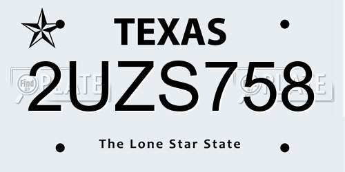 2UZS758 Texas License Plate