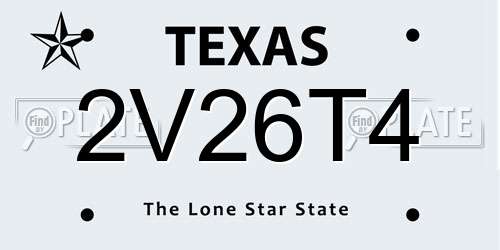2V26T4 Texas License Plate