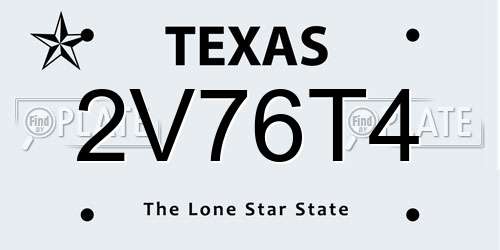 2V76T4 Texas License Plate