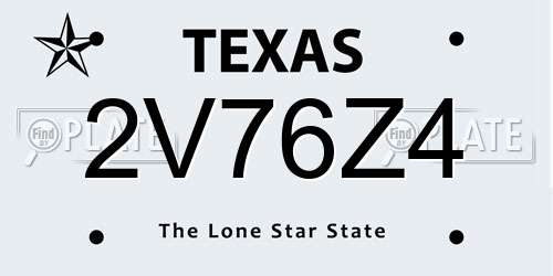 2V76Z4 Texas License Plate