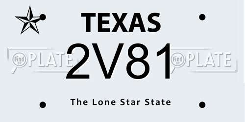 2V81 Texas License Plate