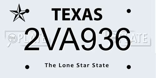 2VA936 Texas License Plate