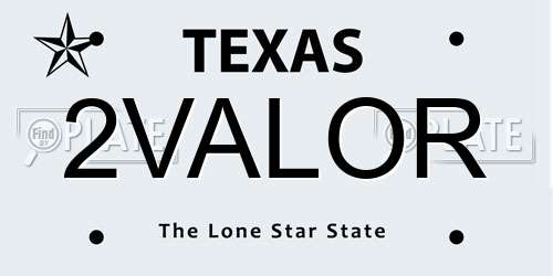 2VALOR Texas License Plate