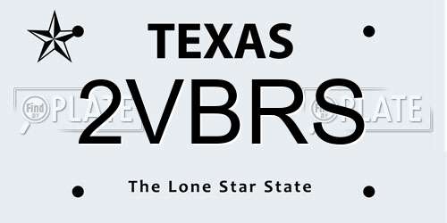 2VBRS Texas License Plate