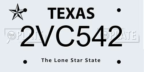 2VC542 Texas License Plate