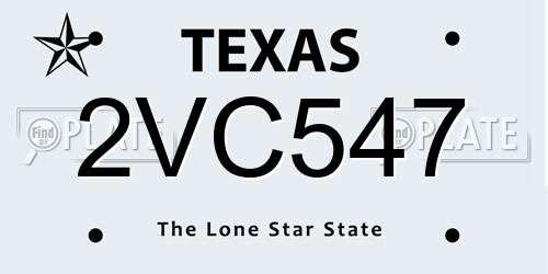 2VC547 Texas License Plate