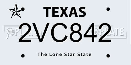 2VC842 Texas License Plate