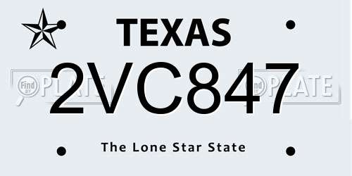 2VC847 Texas License Plate