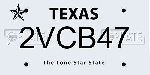 2VCB47 Texas License Plate