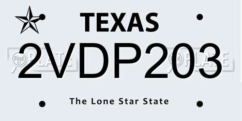 2VDP203 Texas License Plate