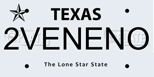 2VENENO Texas License Plate