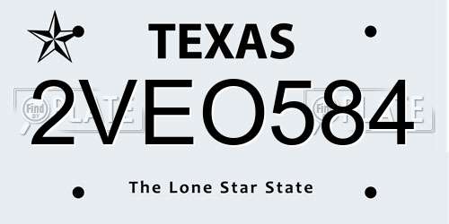 2VEO584 Texas License Plate