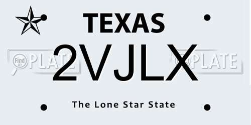 2VJLX Texas License Plate