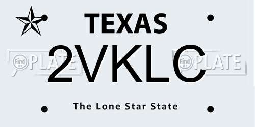 2VKLC Texas License Plate