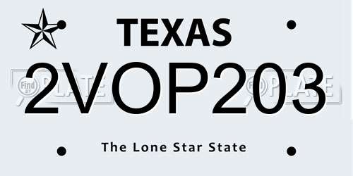 2VOP203 Texas License Plate