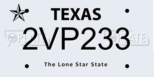 2VP233 Texas License Plate