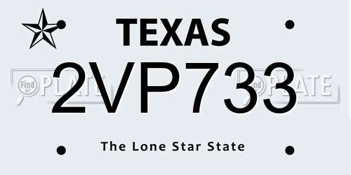 2VP733 Texas License Plate