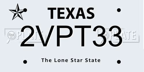 2VPT33 Texas License Plate