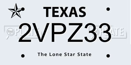 2VPZ33 Texas License Plate