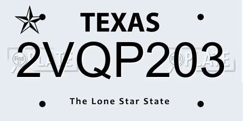 2VQP203 Texas License Plate