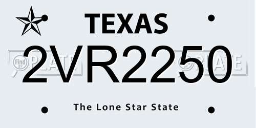 2VR2250 Texas License Plate