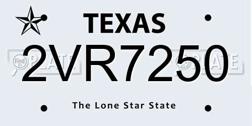 2VR7250 Texas License Plate