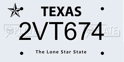 2VT674 Texas License Plate
