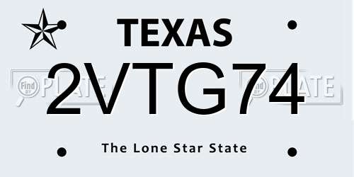 2VTG74 Texas License Plate