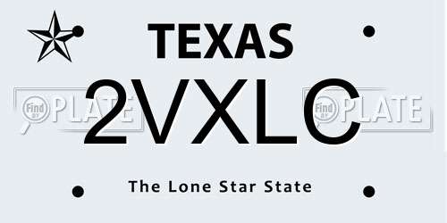 2VXLC Texas License Plate