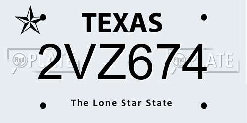 2VZ674 Texas License Plate