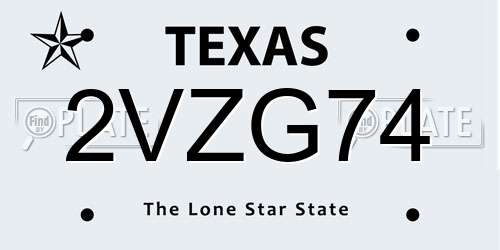 2VZG74 Texas License Plate