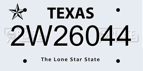 2W26044 Texas License Plate