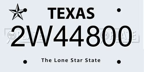 2W44800 Texas License Plate