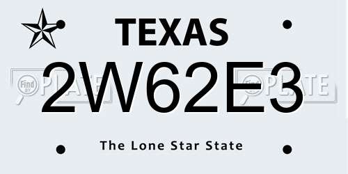 2W62E3 Texas License Plate