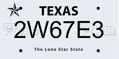 2W67E3 Texas License Plate