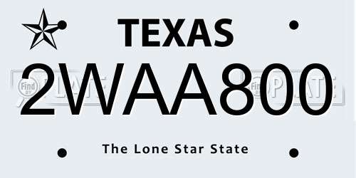 2WAA800 Texas License Plate