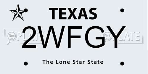 2WFGY Texas License Plate