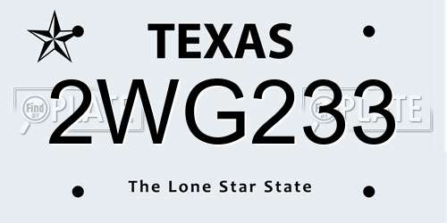 2WG233 Texas License Plate