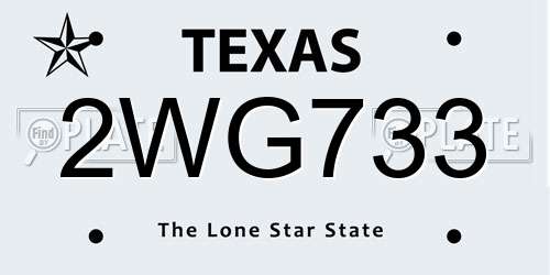 2WG733 Texas License Plate