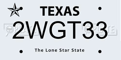 2WGT33 Texas License Plate