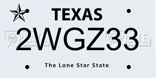 2WGZ33 Texas License Plate