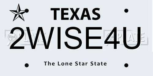 2WISE4U Texas License Plate