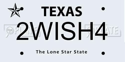 2WISH4 Texas License Plate