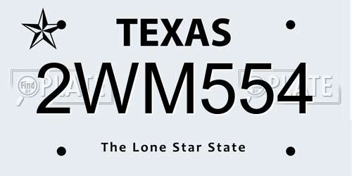 2WM554 Texas License Plate