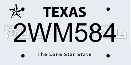 2WM584 Texas License Plate
