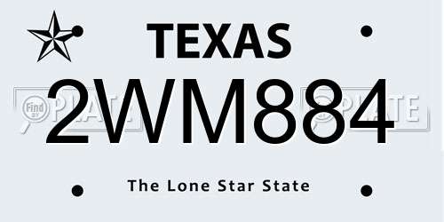 2WM884 Texas License Plate